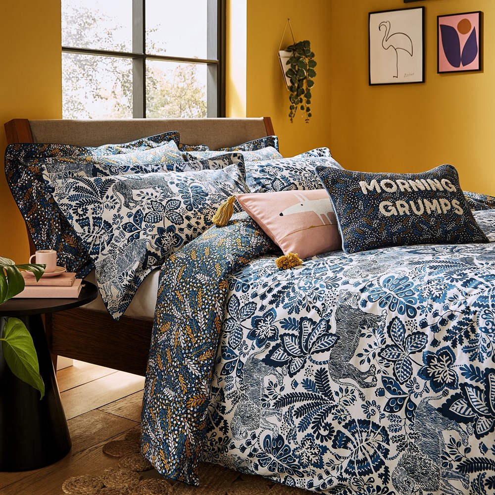 Rumble In The Jungle Bedding by Scion in Denim Blue